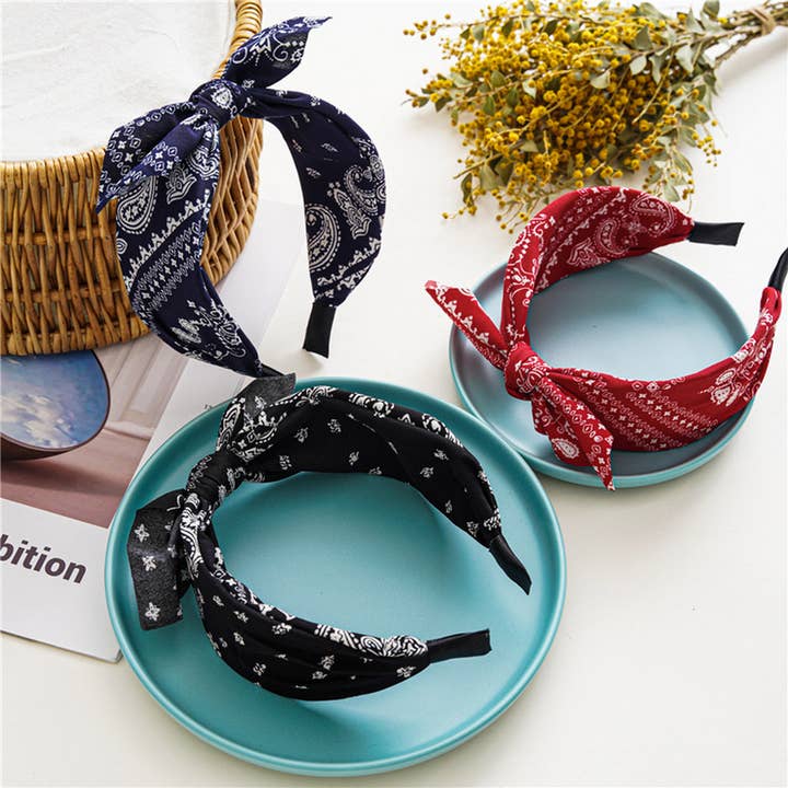 ACCITY - Wholesale Fashion Headband - Women's - WOMEN NEW CASHEW NUT FLOWER WIDE HEADBAND_CWAHA083110