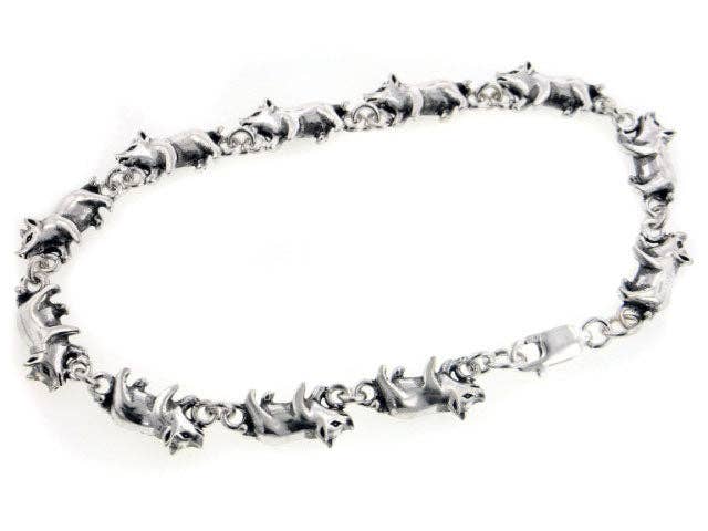 Silver Insanity - Wholesale Link & Chain Bracelet - Detailed Little Pigs Sterling Silver Pig Link 7" Bracelet2