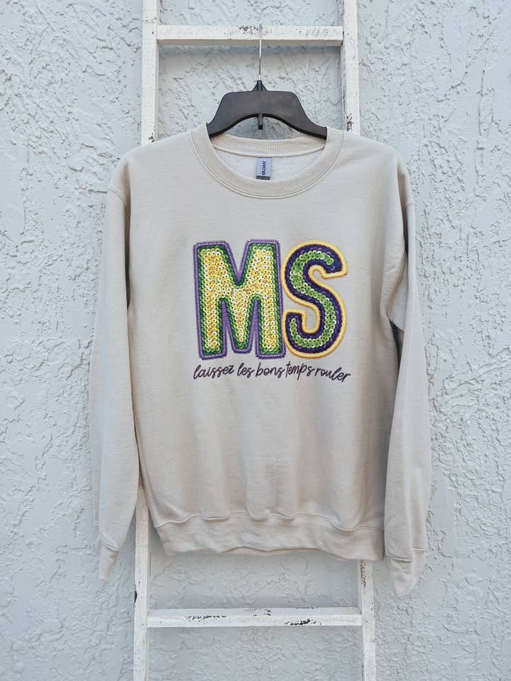 Mardi Gras Faux Pailletten MS Sweatshirt voor wholesale door Signs By Aprils LLC
