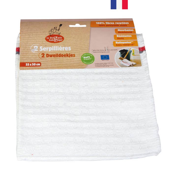 Serpillières 100% Fibres Recyclées - Lot De 2 - La Droguerie pour la vente par Ecodis - Grand Beau