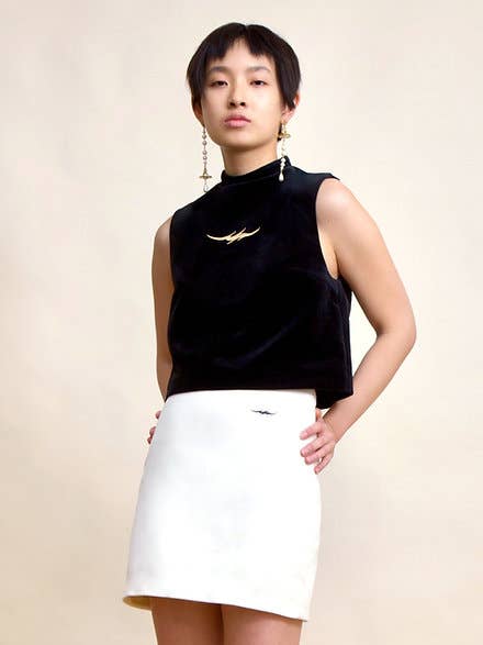 Samtrock - Lalance - Weiß für den Großhandel von VOLROSE