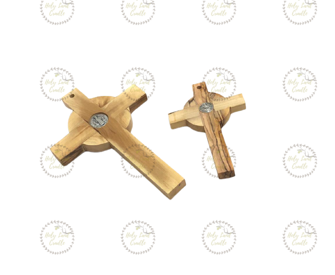 Holy Land Cradle - Wholesale Wall Cross - St. Benedict Olive Wood Cross1