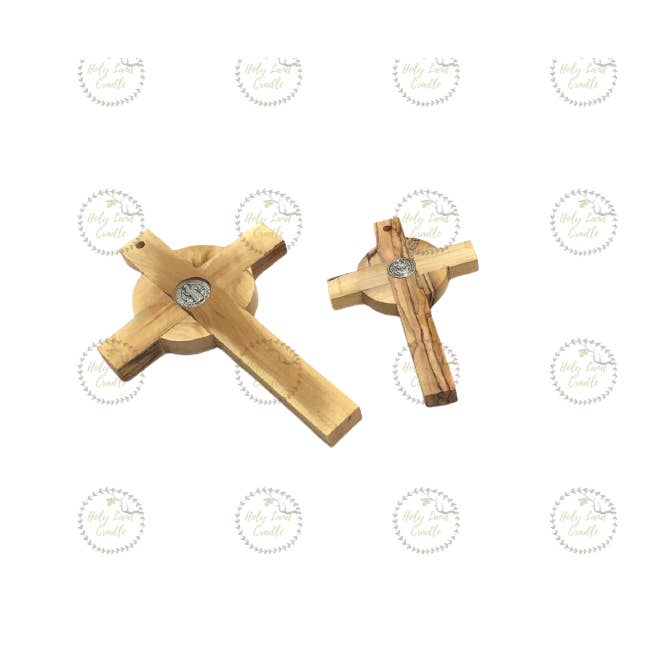 Holy Land Cradle - Wholesale Wall Cross - St. Benedict Olive Wood Cross1