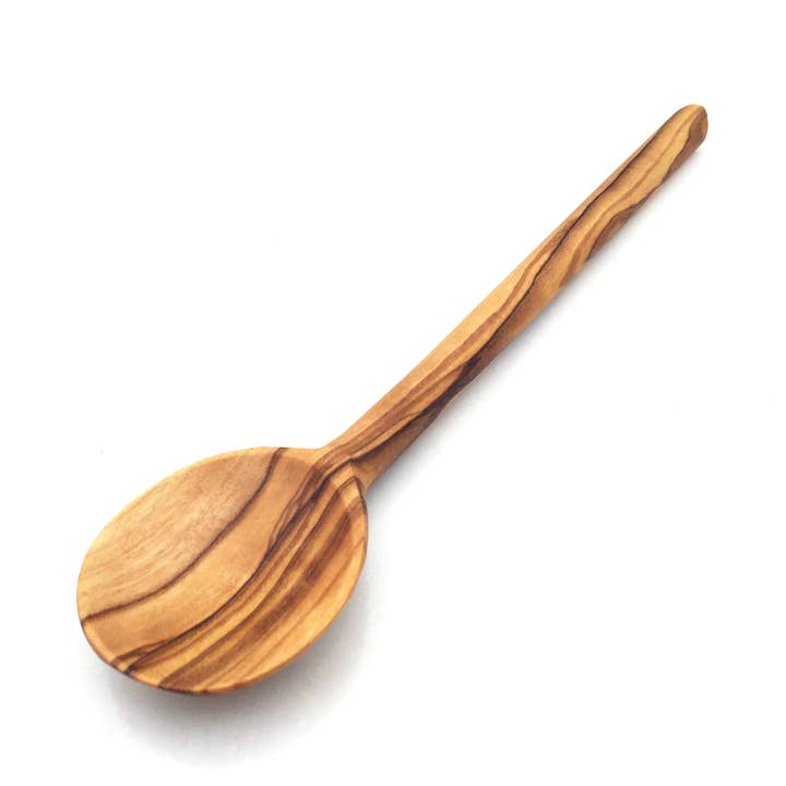 Table spoon round handle 18 cm handmade from olive wood for wholesale by medina mood
