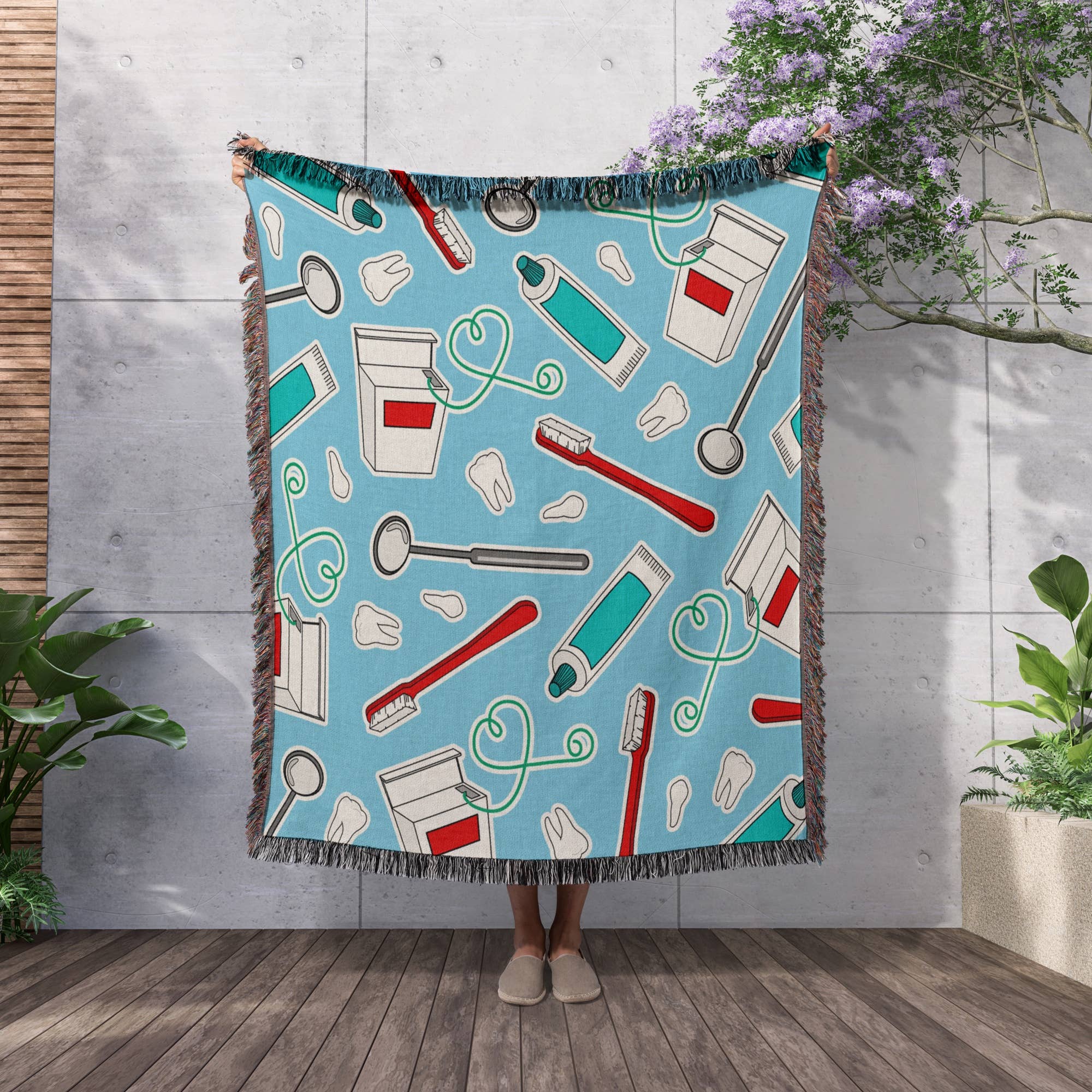 3dRose – wholesale Prydnadsfilt – 3dRose, Söt Tandläkare Tandhygienist Tryck Blå, Filt2