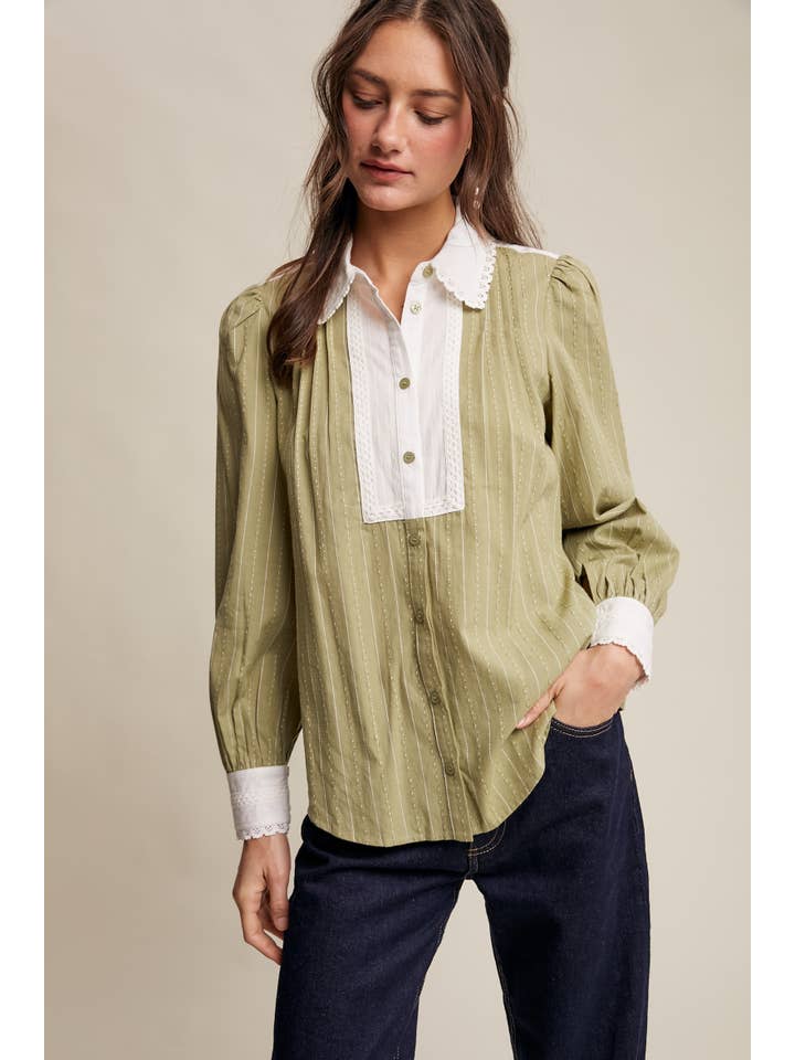 Listicle - Wholesale Buttoned-down shirt – Women's - Victorian Contrast Lace Blouse13