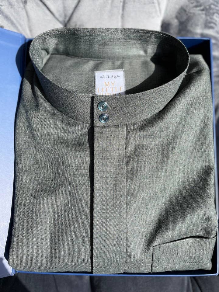 Royal Emerald Cashmere Wool Saudi Thobe voor heren voor wholesale door MY LITTLE JUBBA