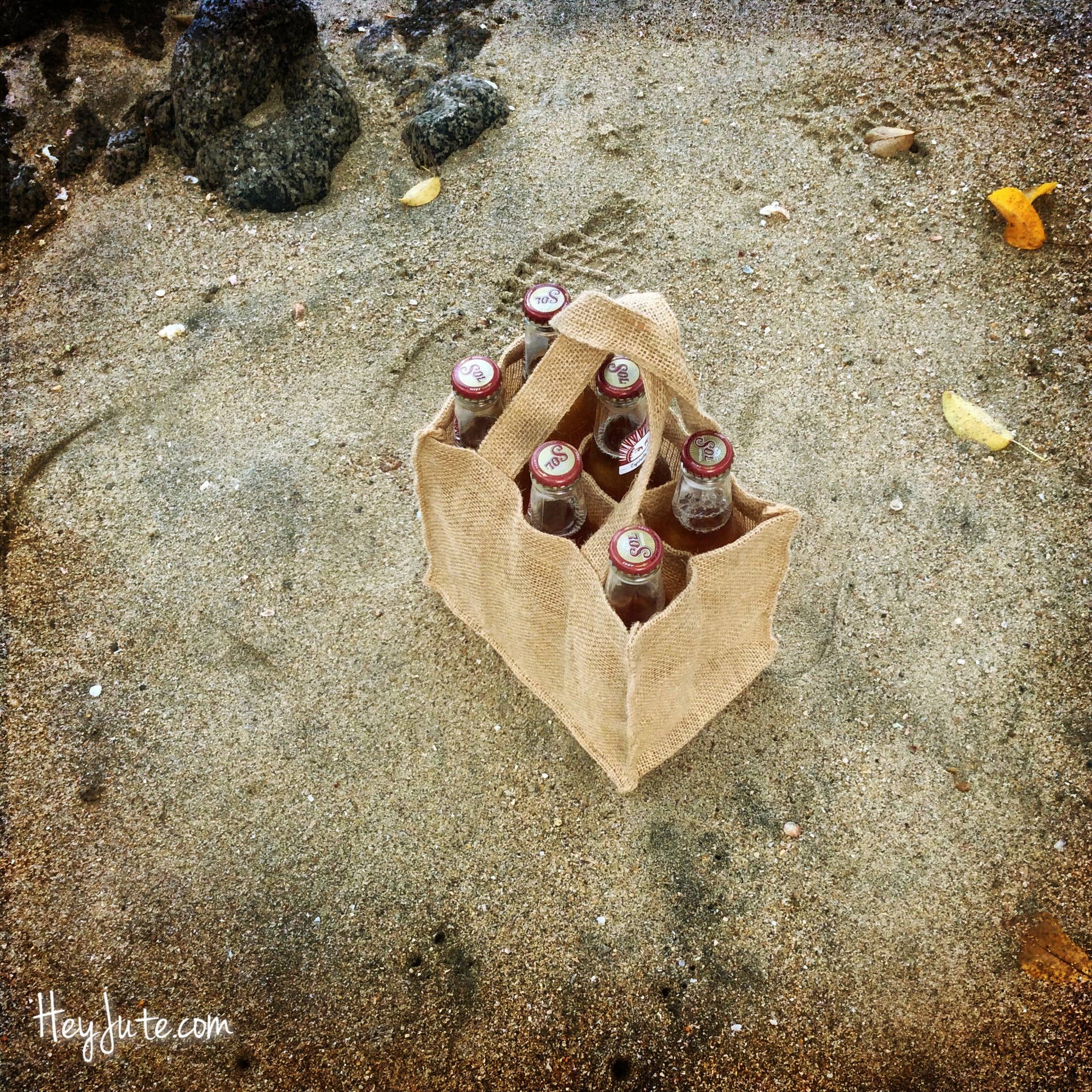 HeyJute - Vente Porte-bouteilles de bière/vin - Porte-6 bouteilles - Naturel3