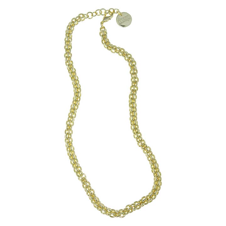 Collier à maillons ronds entrelacés en or 18 carats EP 17,7 pouces pour la vente par Luxe on Main LLC