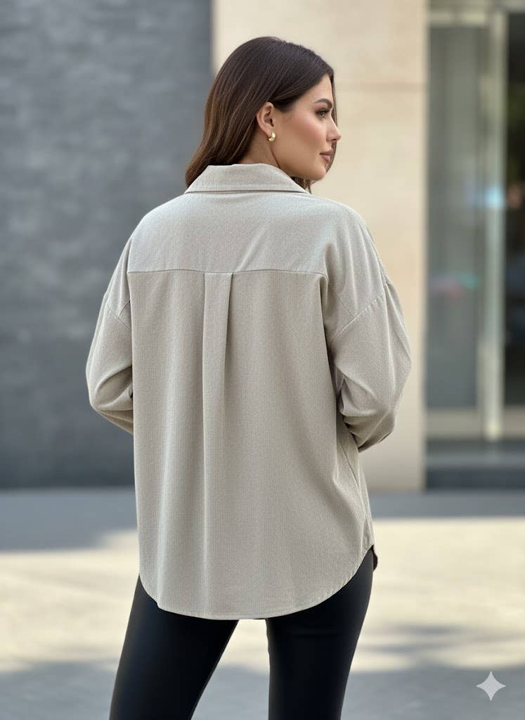 beige Camicia oversize ricamata in vendita all'ingrosso su Faire1