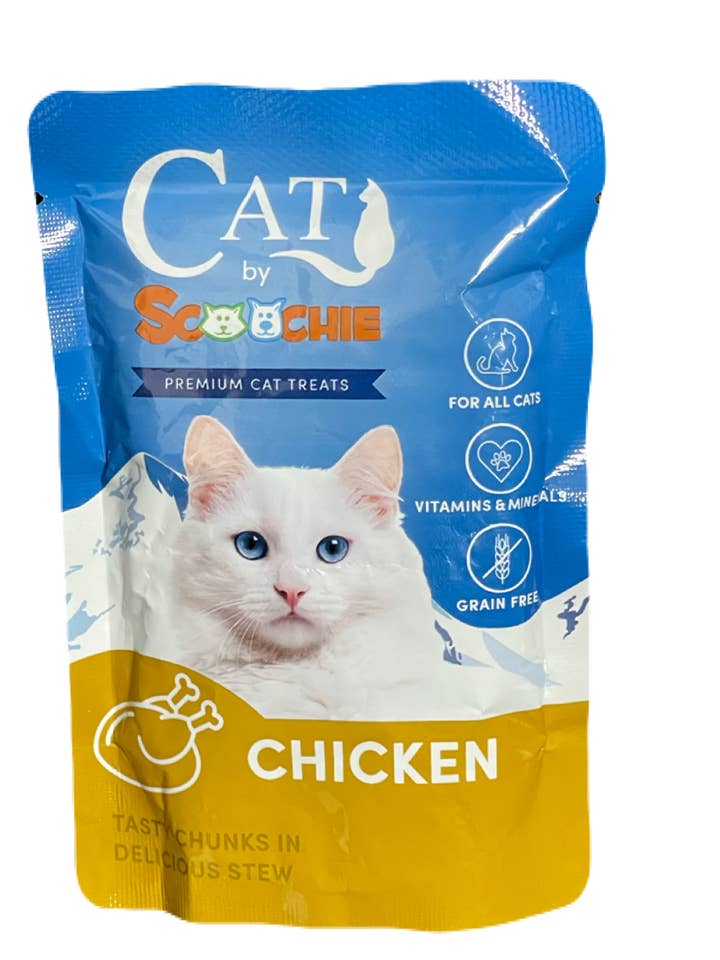 Cat by Scoochie Cat Food 3.5 Ounce Pouch - Chicken - 12 Pack for wholesale by Scoochie Pet Products