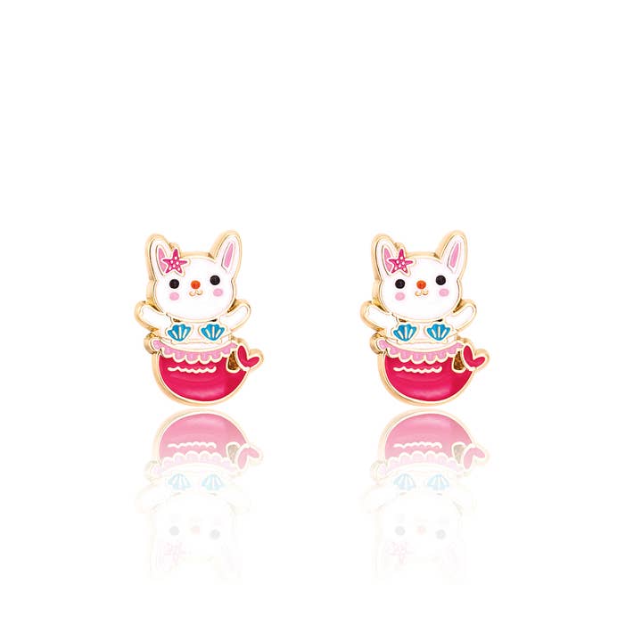 Girl Nation - Wholesale Earrings - Kids - Bunny Mermaid | Cutie Stud Earrings for Girls
4