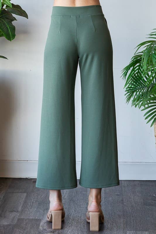 HEIMISH - Wholesale Pants - Women's - EP6838-10 WIDE WAISTBAND SOLID CULOTTES PANTS POCKET5