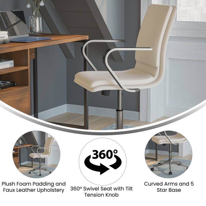 Taupe LeatherSoft Office Chair with Chrome Arms for wholesale on Faire3