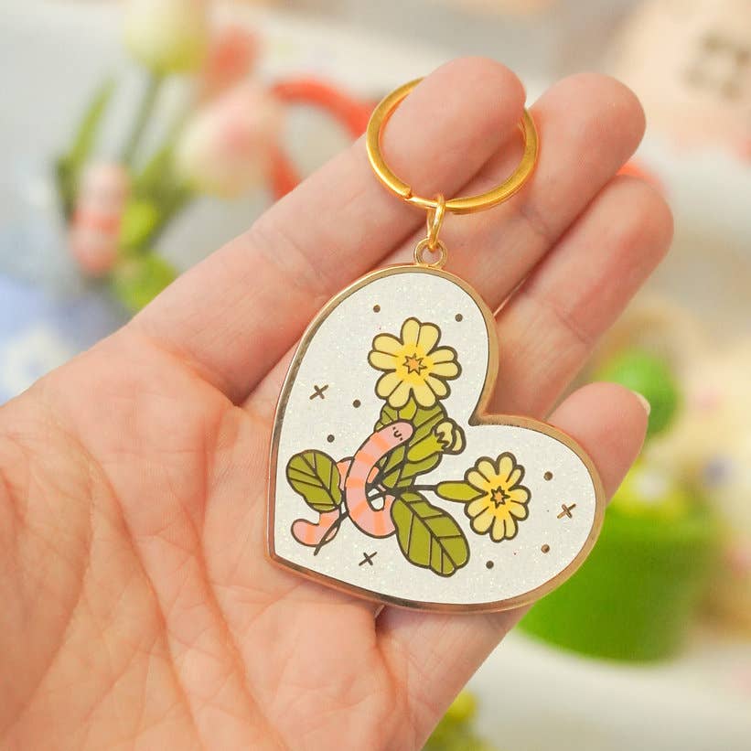 Ocean Hughes – wholesale Keychain – Women's – Worm Heart - Enamel Keychain 1