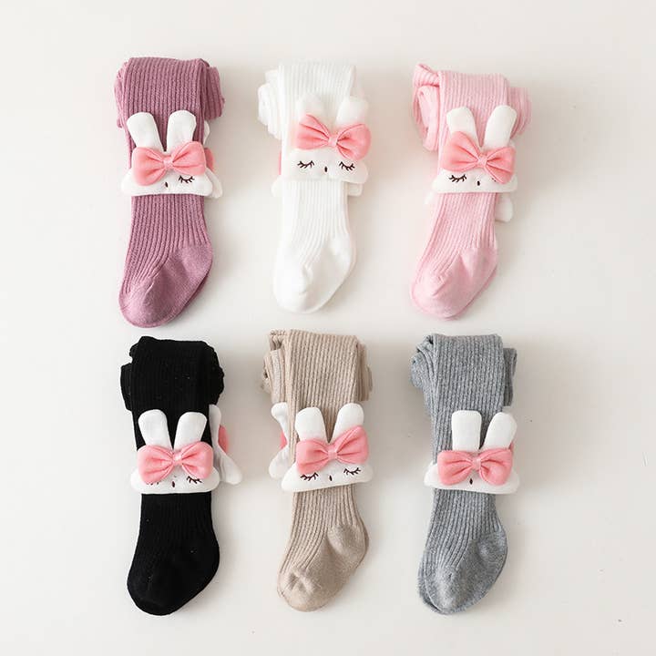 Baby/Toddler/Kid Cartoon Rabbit Decor Solid Color Tights for wholesale by PatPat