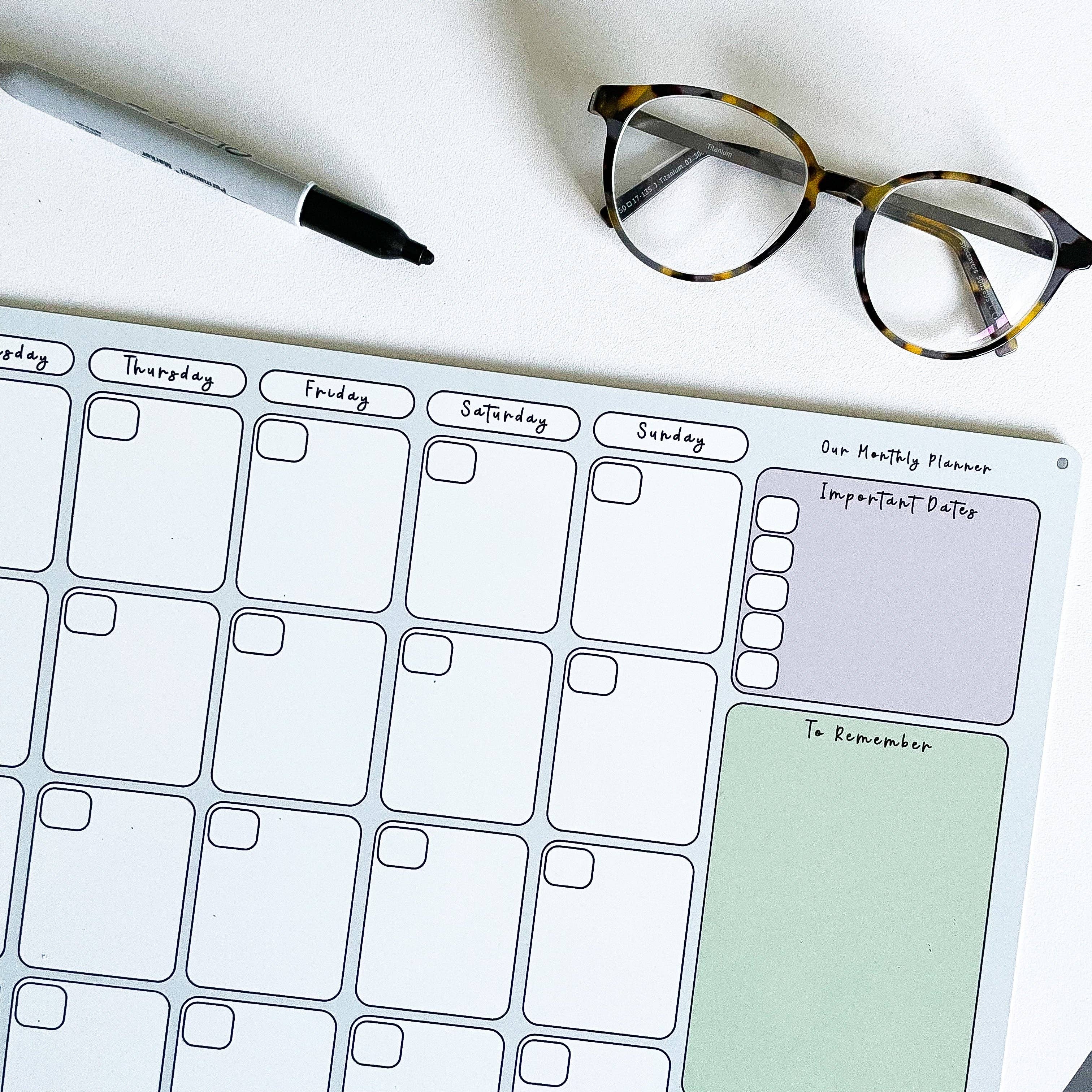 Craftly Ltd – wholesale Whiteboard – Månatlig Planner Whiteboard5