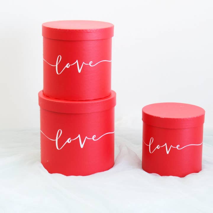 Elegant Design Supply - Vendita all'ingrosso Confezioni regalo - Scatola rotonda per fiori a forma di cappello con motivo Love22