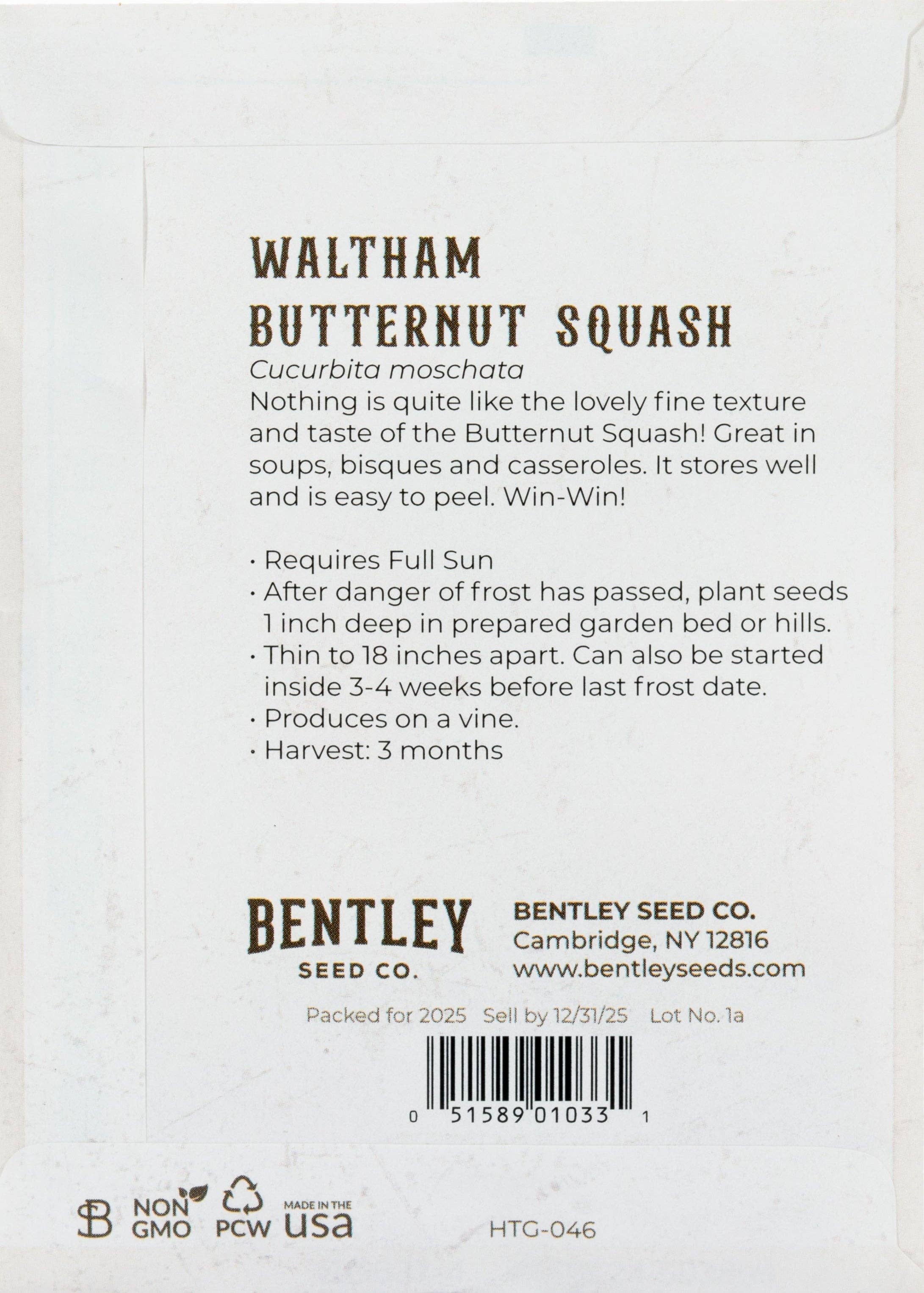 Bentley Seed Co. - Vente Graines de plantes - Courge-Butternut Waltham 19391