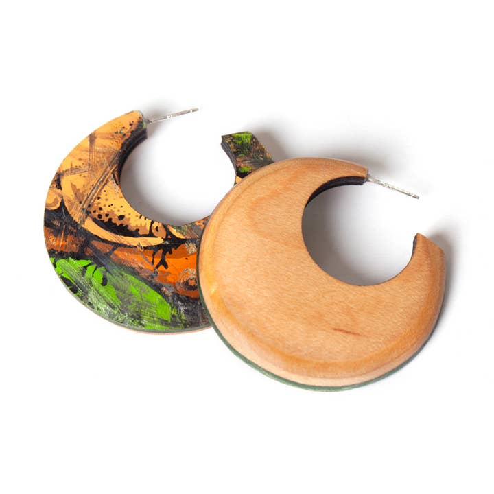 Houston Hoops. Recycled skateboard stud hoop earrings. for wholesale by MapleXO