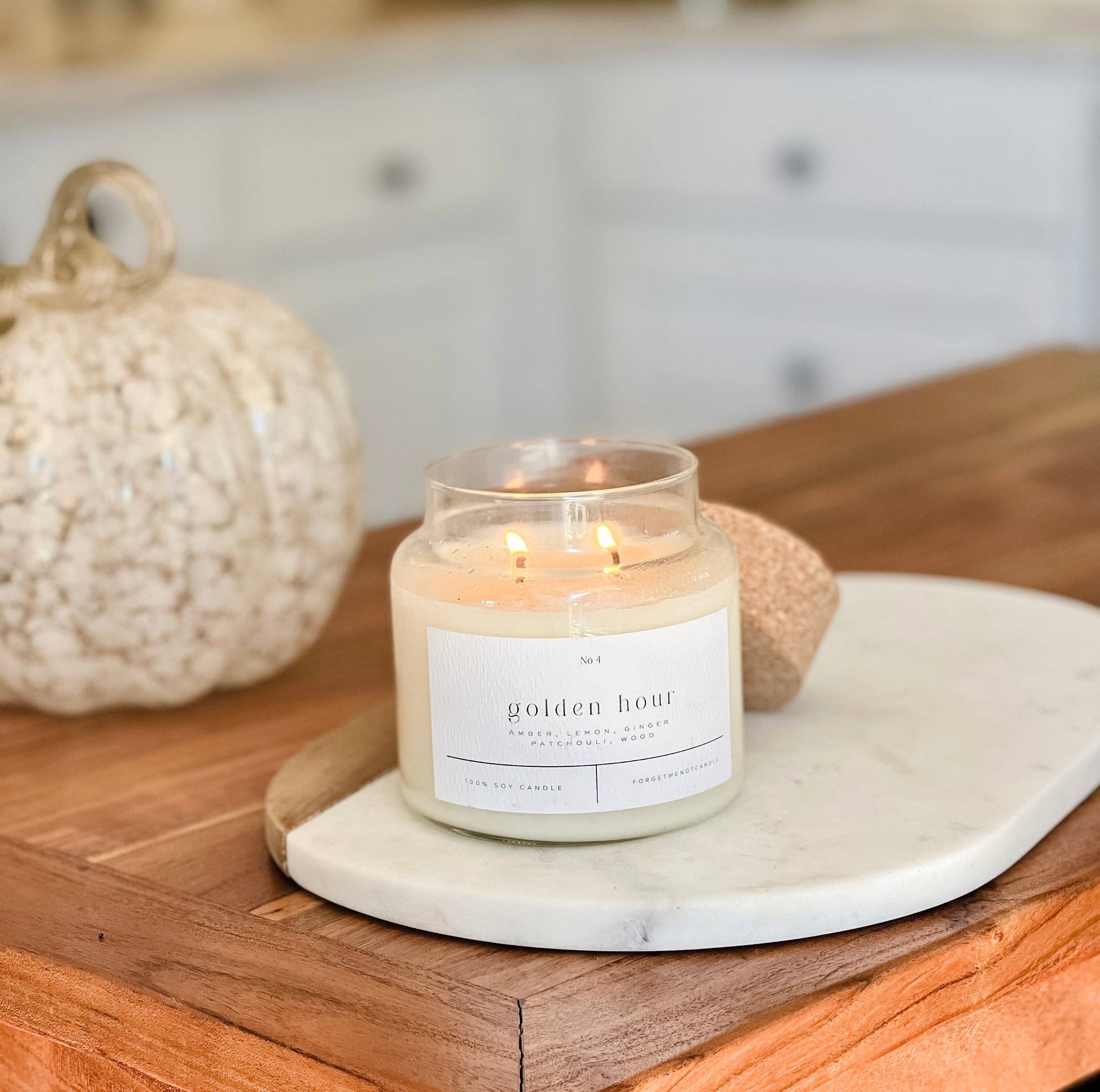 Forget Me Not Candle - Wholesale Jar/Filled Candle - Golden Hour 22 oz Glass Candle– Sold as a Case Of 32