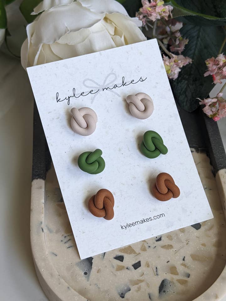 Brincos Nó Coud Pack | Brincos Barro Trio Pack | Neutro por atacado de Kylee Makes