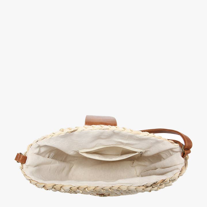 Avorio R2101 Gloria Borsa a Tracolla in Erba Marina con Dettagli in Pelle Vegana in vendita all'ingrosso su Faire4