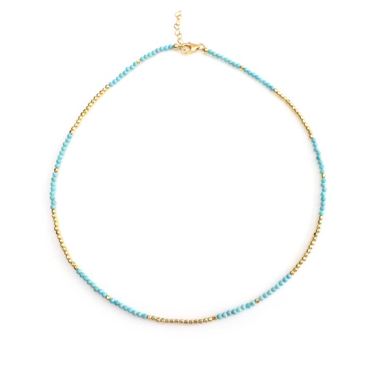 Elegant Amazonite Necklace with 18k Gold/ Silver Box Chain for wholesale by Fine Facets