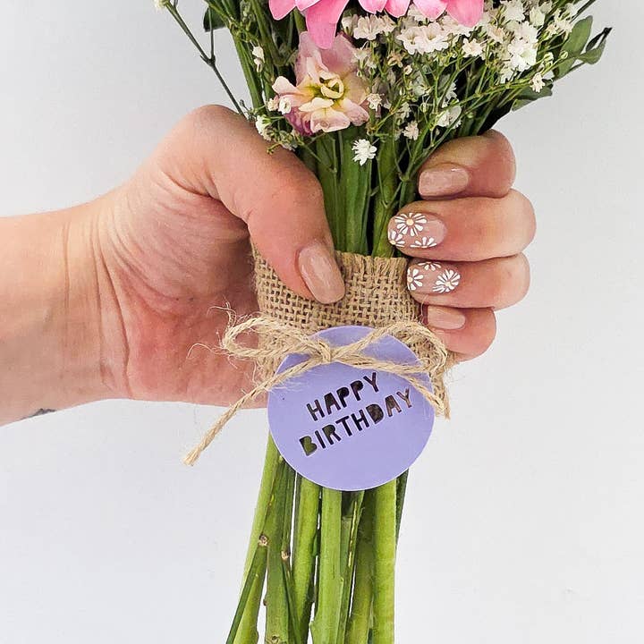 Happy Birthday Circle Bouquet Charm for wholesale by LaFilleCreative