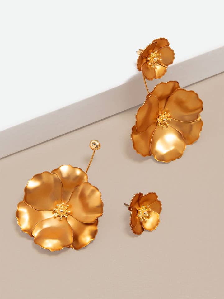 Metal Floral Drop Earring for wholesale by ZENZII Jewelry