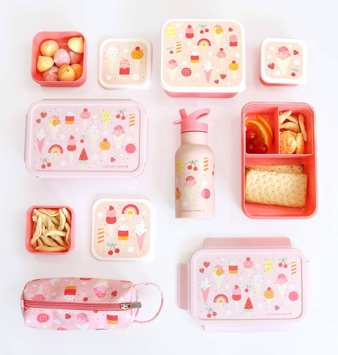 A Little Lovely Company - Vente Sac/boîte repas – enfant - Boîte à déjeuner bento avec motif glace5