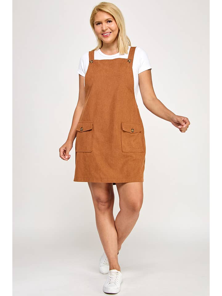 Haute Fox Plus Size & Contemporary - Wholesale Overalls - Women's - Plus size Corduroy Pinafore Overall Dress SS2607P-D9