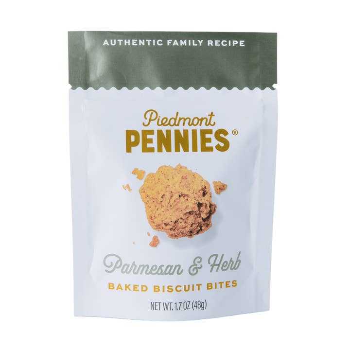 Piedmont Pennies - Wholesale Crackers - Parmesan & Herb Cheese Crackers, Small Pouches (25)0