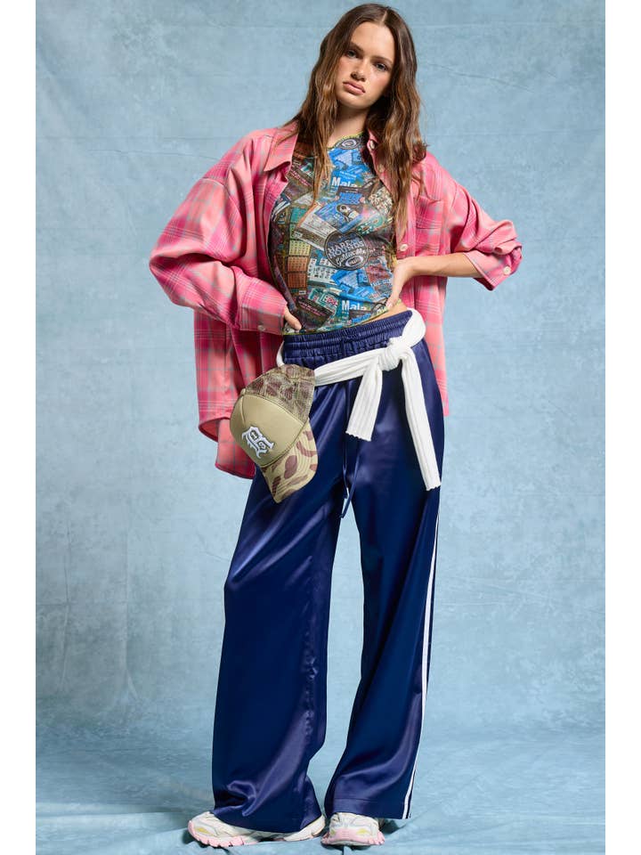 Mimosa - Vente Pantalon – femme - Pantalon de survêtement en satin avec bandes latérales10