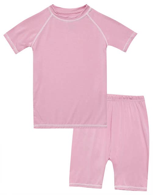 Berry Pink Bamboo Stitch Short Sleeve PJs for wholesale on Faire0