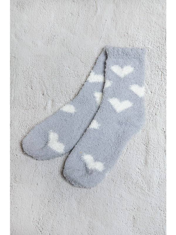 JOSSLYN by wall to wall - Wholesale Socks - Women's - WARM CORAL FLEECE PLUSH HEART FUZZY SOCKS | 40S020438