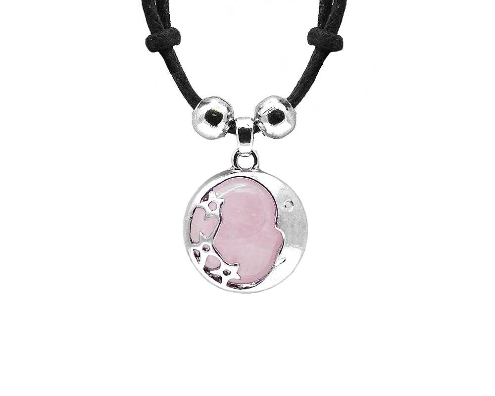 Pichincha - Wholesale Pendant/Charm Necklace - Round Metal Moon and Stars Stone Pendant Adjustable Necklace10