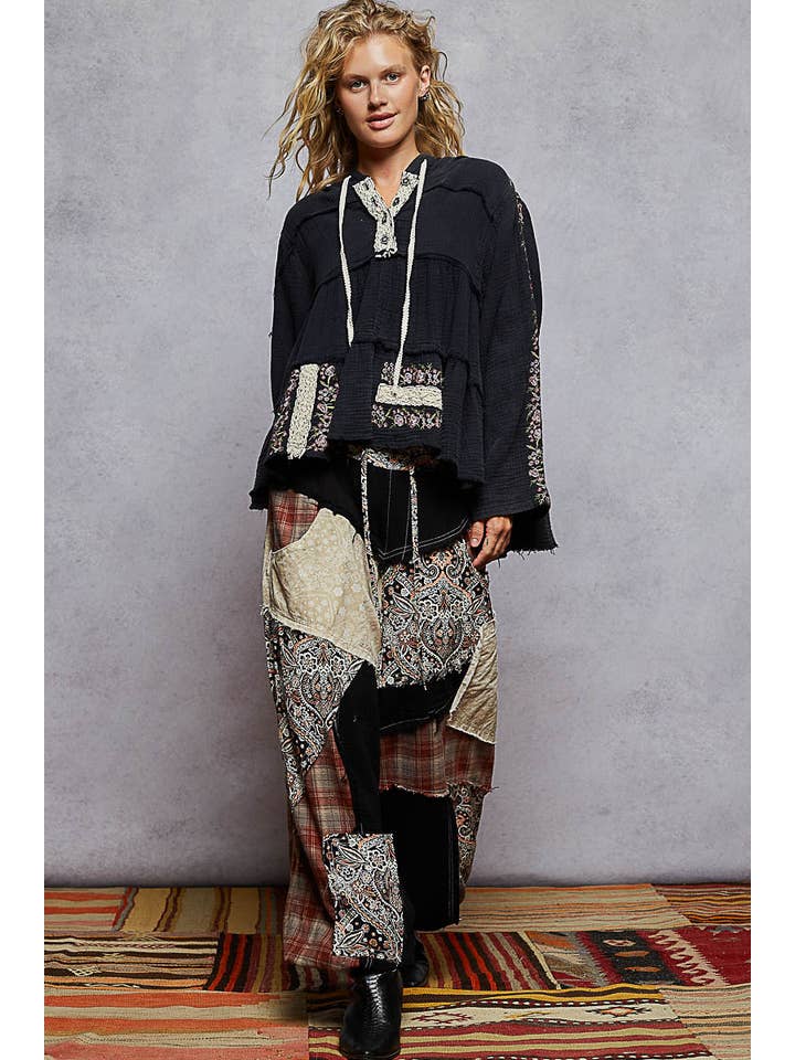 Pol Clothing - Wholesale Hoodie – Women's - Long Sleeve Double Gauze Embroidery Shirring Woven Top4