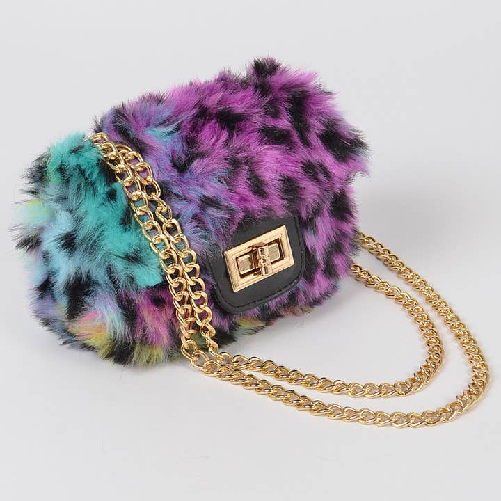 Multicolor Leo Faux Fur Mini Bag for wholesale on Faire