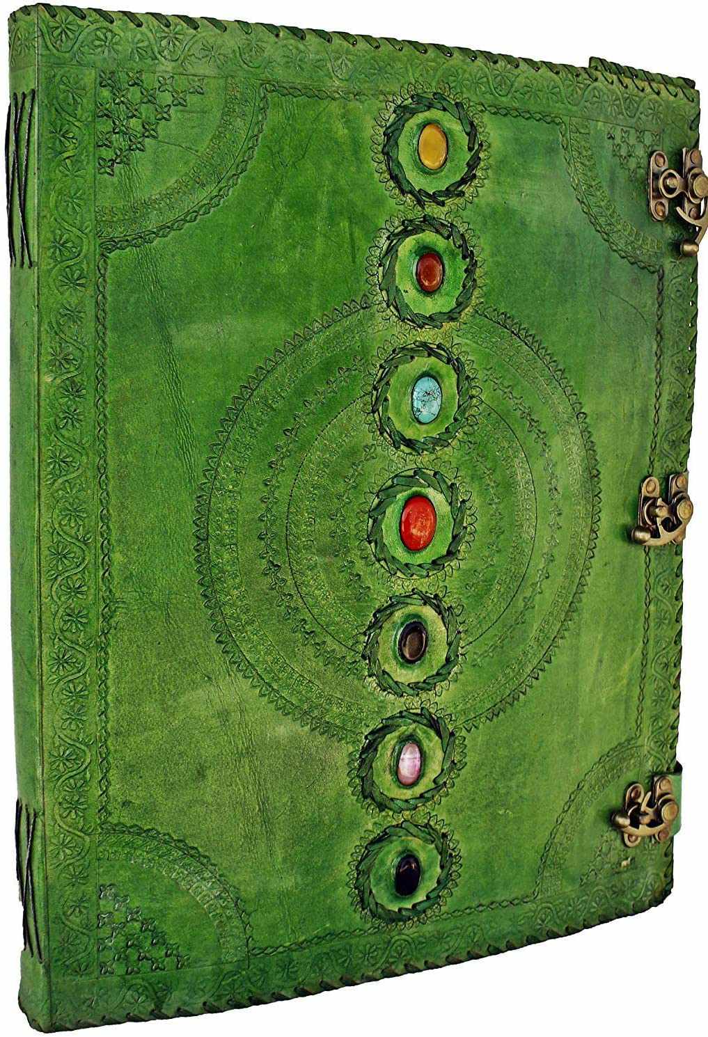 Tuzech Leather - Wholesale Journal/Diary - Seven Chakra Leather Journal – Handmade Embossed Diary 13"7