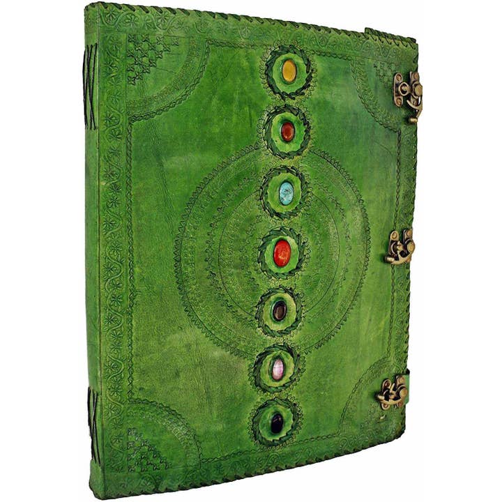 Tuzech Leather - Wholesale Journal/Diary - Seven Chakra Leather Journal – Handmade Embossed Diary 13"7