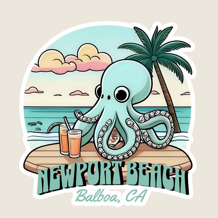 Blue Octopus Custom Souvenir Sticker (B1072) for wholesale by Shoreline Summit