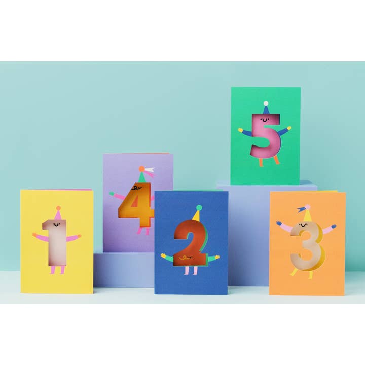 Rumble Cards - Wholesale Birthday Card - Age 5 - Die Cut - Cute Character Fun Happy Birthday - Five