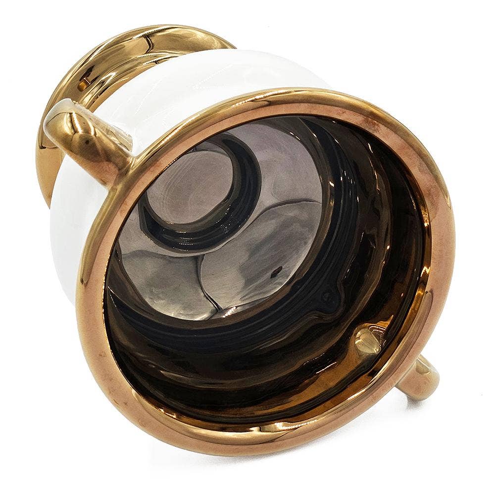 A&B Home Group Inc. - Wholesale Vase - 10x7x7" White Ceramic Flower Vase with Gold Electroplating7