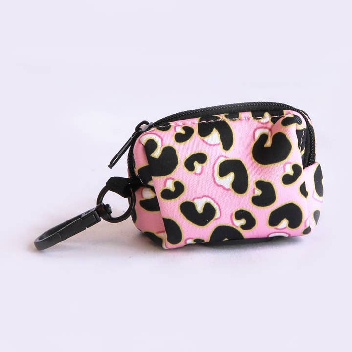 Willow Walks fabric poo bag in pink leo for wholesale by Willow Walks Studio