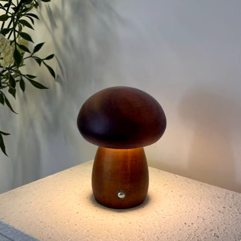 Kiyo Home - Wholesale Accent/Desk Lamp - Wooden Mushroom Lamps | Touch Control Lamp | Rechargeable12