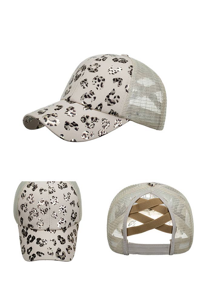 UNISHE - Wholesale Baseball Cap - Women's - Foil Leopard Print Baseball Cap ZMM0041