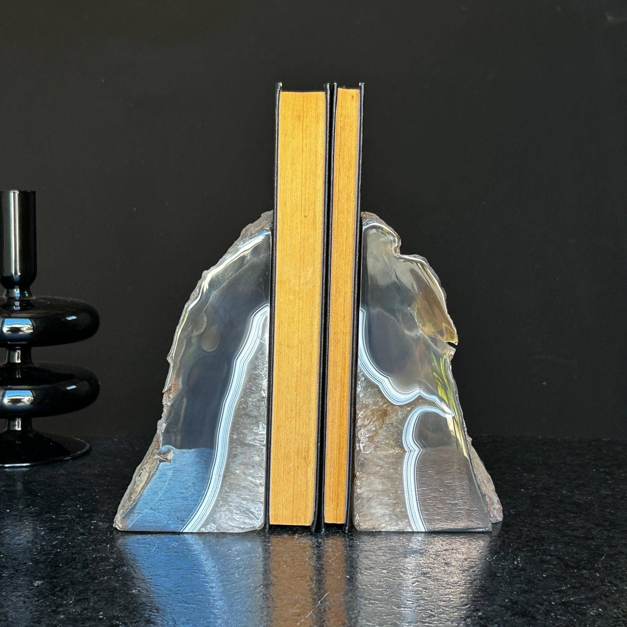 Deep Purple Project - Wholesale Ornament - Agate Geode Bookends, Large Natural Stone Pair3