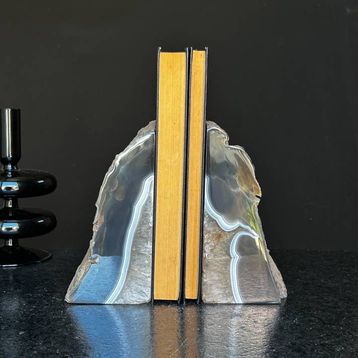 Deep Purple Project - Wholesale Ornament - Agate Geode Bookends, Large Natural Stone Pair3