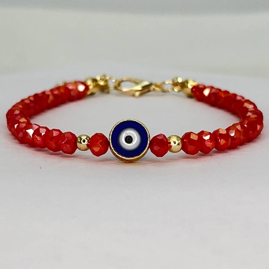 Loli - Wholesale Link & Chain Bracelet - Crystal Beaded Evil Eye Bracelet - 12 Color Options 6